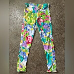 Dolfin Unisex Green and Blue Abstract Leggings Vintage